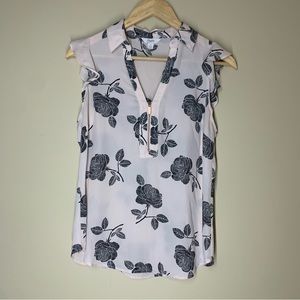 Candie's Pink and Black Floral Sleeveless Shirt Size Small